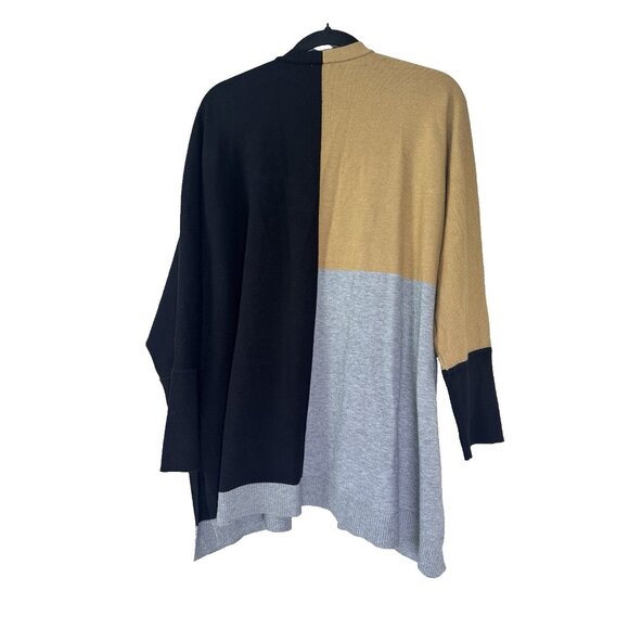 Chicos Women L/XL Colorblock Dolman Cardigan Neutral Soft Office Minimalist Chic - Picture 2 of 10